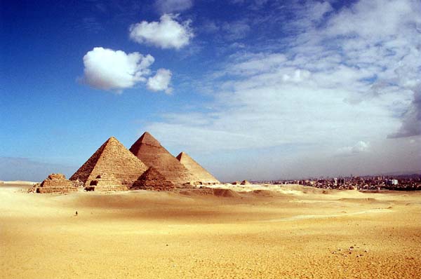 Giza - pyramids and cityscape