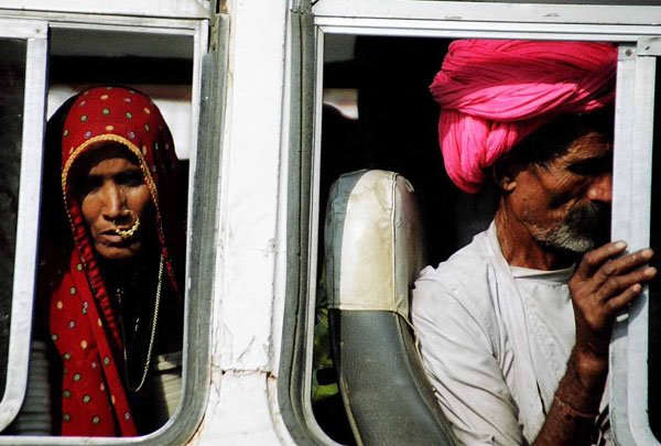Ranakpur - bus window folks